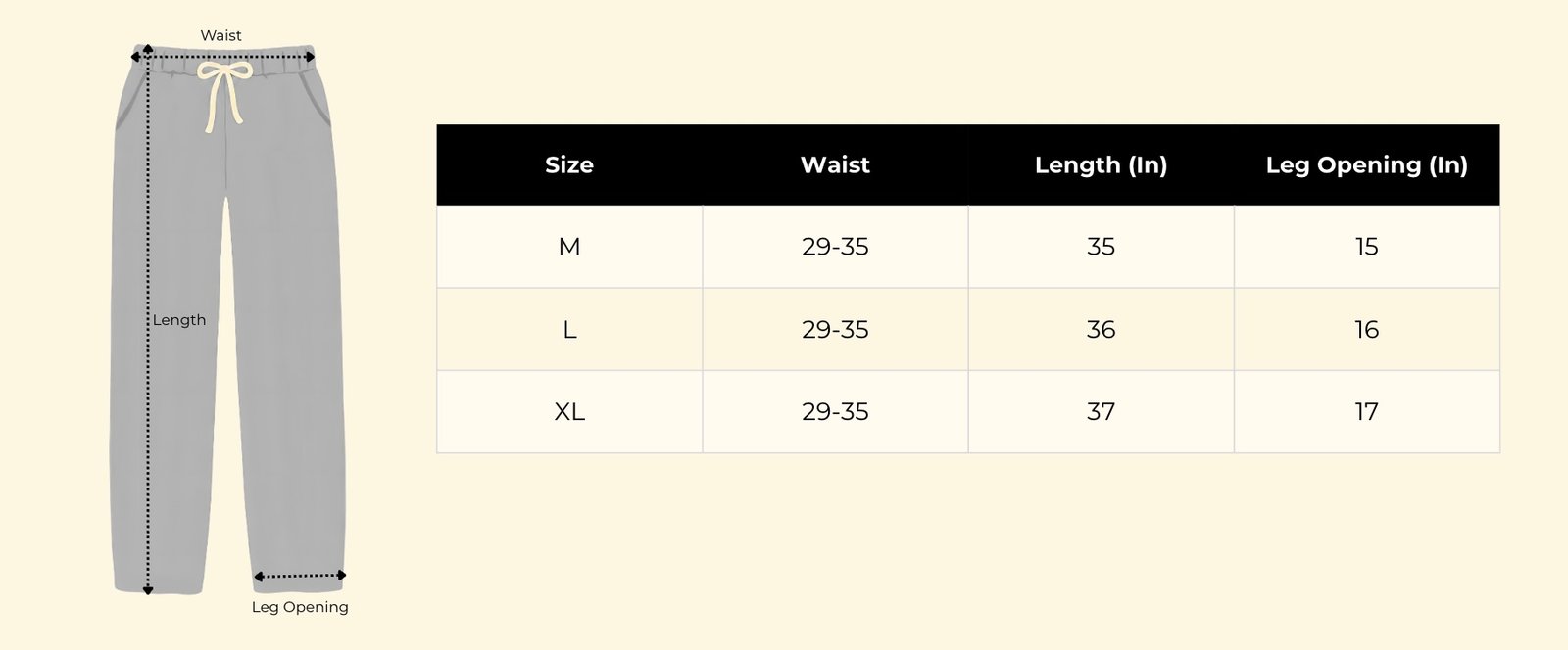 LIBASYN Drop Shoulder Size Guide