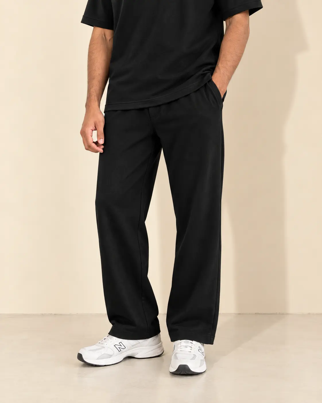 Men's Cut-Off Baggy Pants - Black