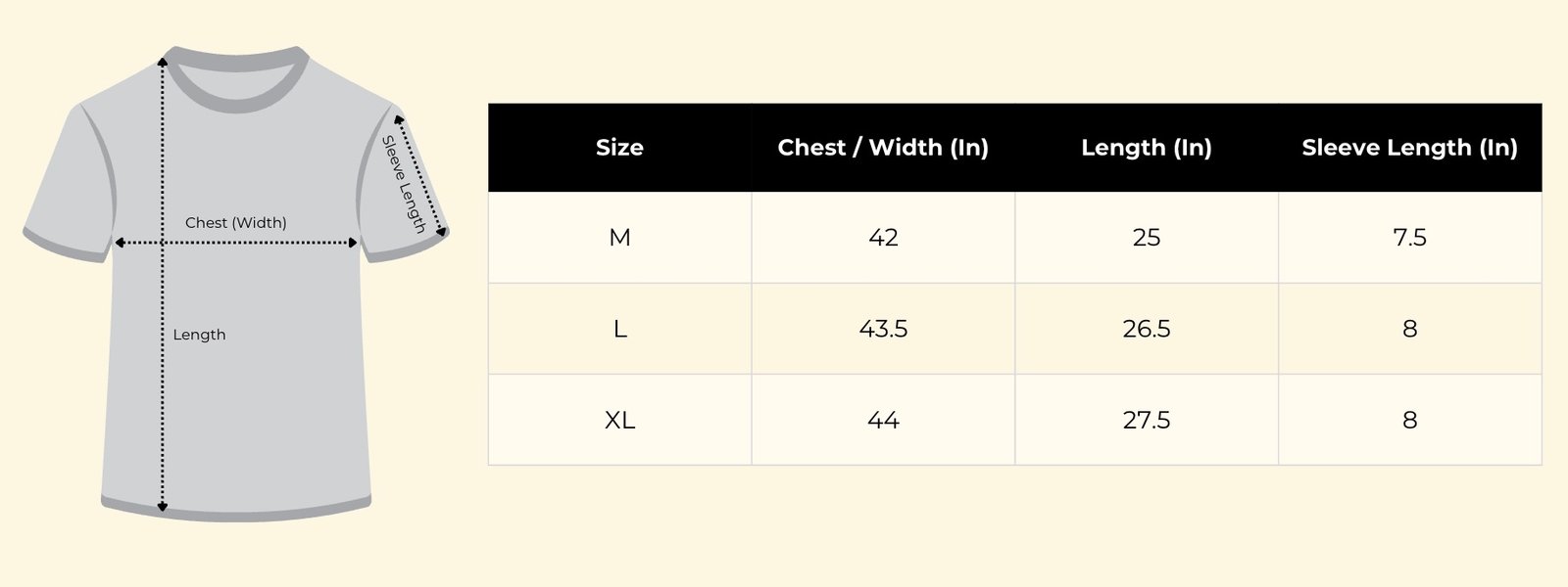 LIBASYN Drop Shoulder Size Guide